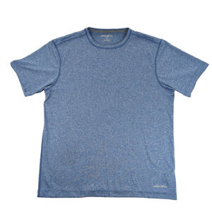 Eddie Bauer Shirt Mens Large Blue Heather Crewneck Performance Polyester Tee
